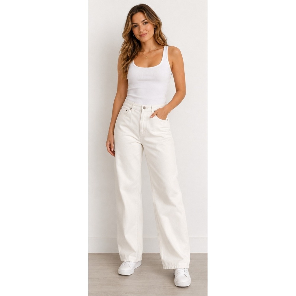 Soft Focus Jeans Womens Size 20W White Wide Leg Denim New Minimalist T40